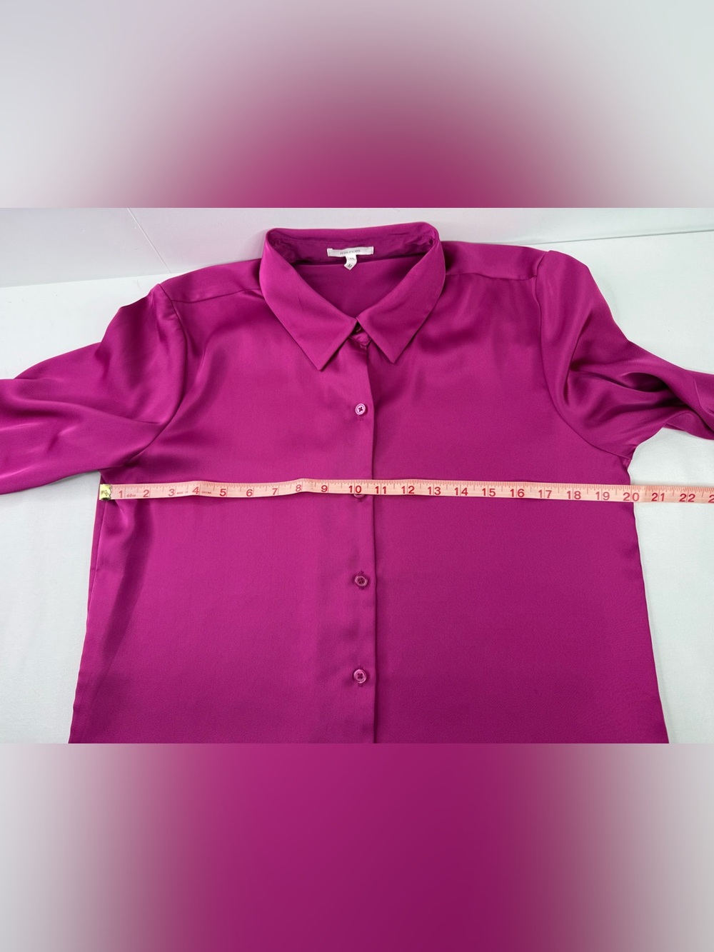 Maurices Fuchsia Pink Satiny Button-Down Blouse Long Sleeve Size Medium - Picture 7 of 8